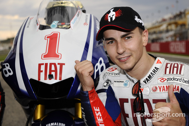 Race winner and 2010 MotoGP champion Jorge Lorenzo, Fiat Yamaha Team celebrates