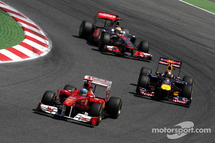 Fernando Alonso, Scuderia Ferrari, Sebastian Vettel, Red Bull Racing y Lewis Hamilton, McLaren