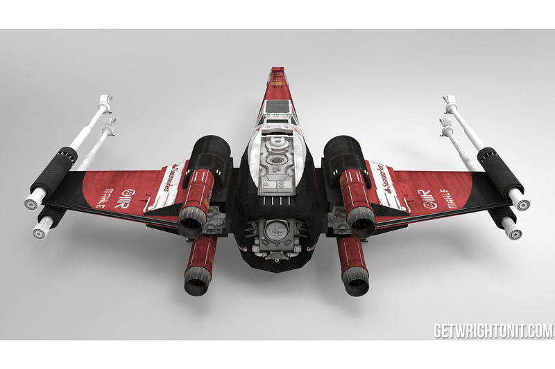 Star Wars X,Wing con la decoración de Ferrari