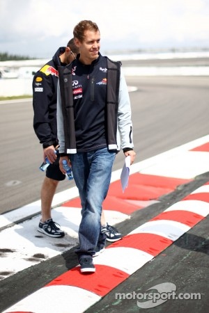 Sebastian Vettel, Red Bull Racing walks the circuit
