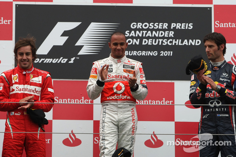 Podium: 1. Lewis Hamilton, 2. Fernando Alonso, 3. Mark Webber