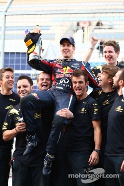 Sebastian Vettel, Red Bull Racing celebrates the teams World championship