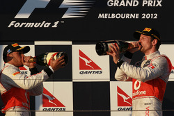 Lewis Hamilton, McLaren Mercedes with Jenson Button, McLaren Mercedes