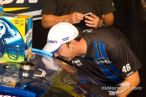 Championship victory lane: 2012 NASCAR Sprint Cup Series champion Brad Keselowski, Penske Racing Dodge congratulated by Chad Knaus