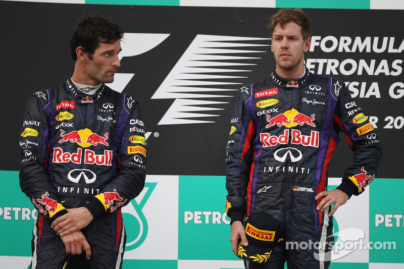 pódio: vencedor Sebastian Vettel, Red Bull Racing, segundo colocado Mark Webber, Red Bull Racing