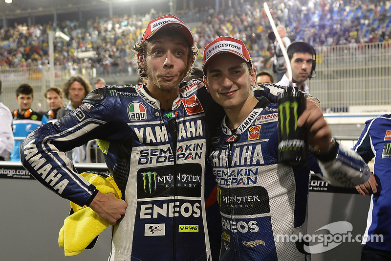 Race winner Jorge Lorenzo, Yamaha Factory Racing, second place Valentino Rossi, Yamaha Factory Racing