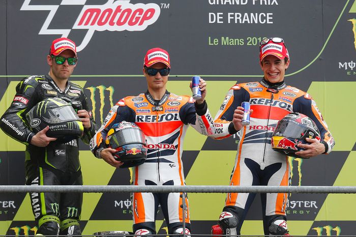 Podio: 1º Dani Pedrosa, 2º Cal Crutchlow, 3º Marc Márquez