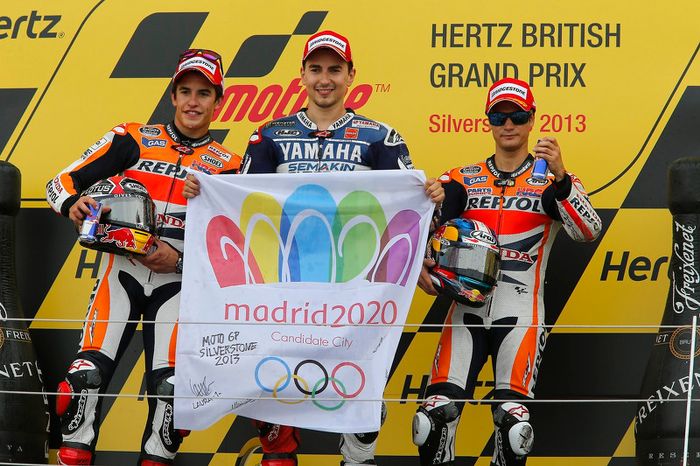 Podio: 1º Jorge Lorenzo, 2º Marc Márquez, 3º Dani Pedrosa