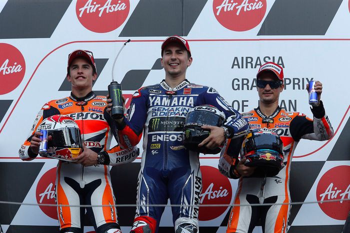 Podio: 1º Jorge Lorenzo, 2º Marc Márquez 3º Dani Pedrosa
