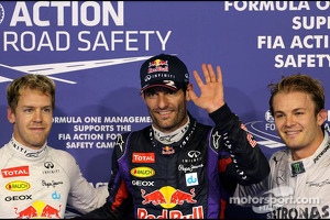 Sebastian Vettel, Red Bull Racing, Mark Webber, Red Bull Racing and Nico Rosberg, Mercedes GP