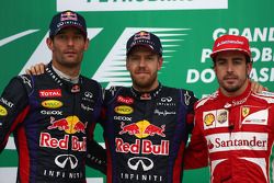 Podio: ganador de la carrera Sebastian Vettel, Red Bull Racing, segundo lugar Mark Webber Red Bull R