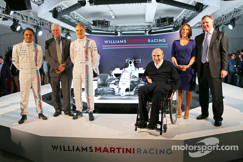 Felipe Massa and Valtteri Bottas, Pat Symonds, Sir Frank Williams, Claire Williams, Williams Martini