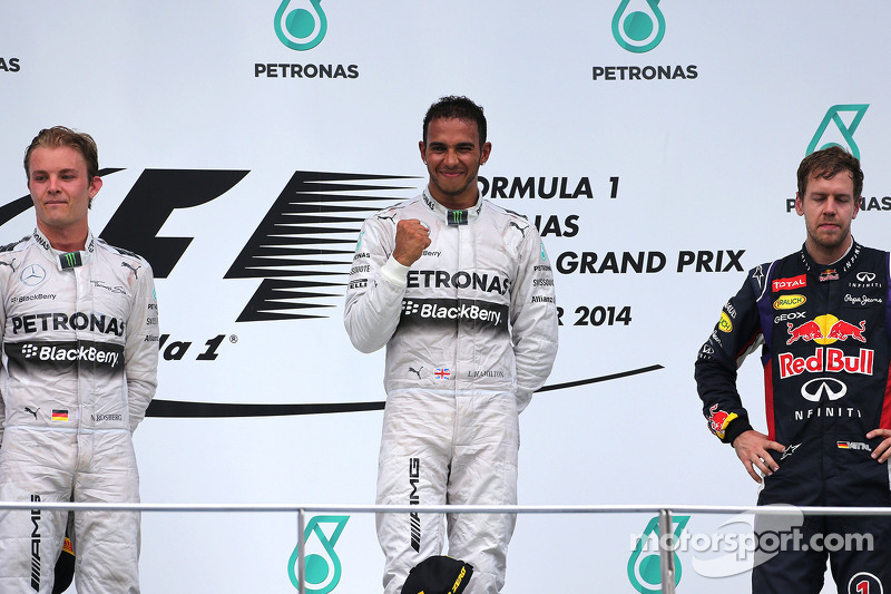 2014 : 1. Lewis Hamilton, 2. Nico Rosberg, 3. Sebastian Vettel