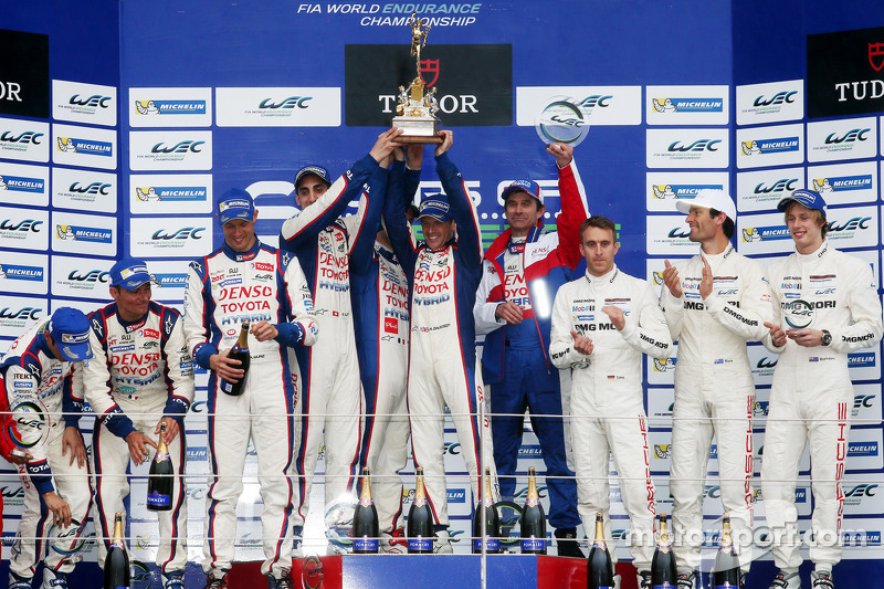 Ganadores Anthony Davidson, Nicolas Lapierre, Sebastien Buemi, segundos, Alexander Wurz, Stéphane Sa