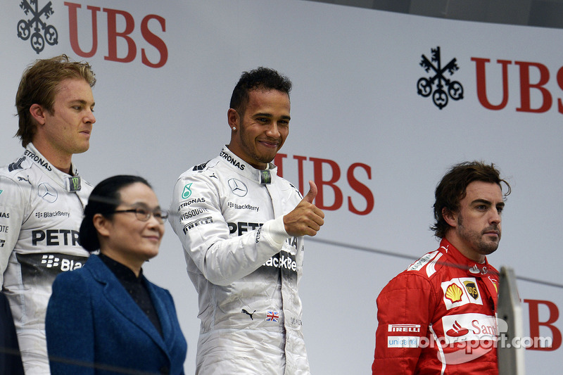 2014 : 1. Lewis Hamilton, 2. Nico Rosberg, 3. Fernando Alonso