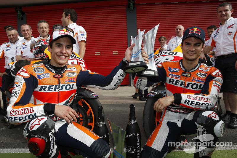 Ganador de la carrera Marc Márquez con el segundo puesto de Dani Pedrosa