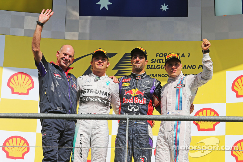 Podium: 1. Daniel Ricciardo, 2. Nico Rosberg, 3. Valtteri Bottas