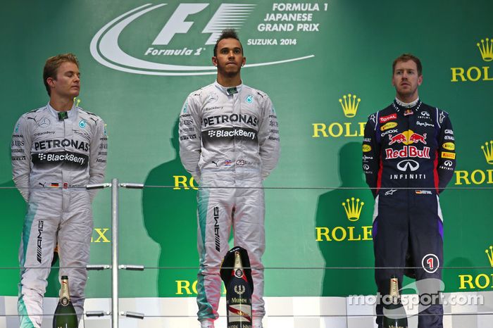 2014: 1. Lewis Hamilton, 2. Nico Rosberg, 3. Sebastian Vettel