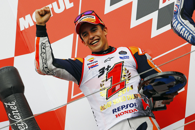 Pódio: segundo lugar e campeão 2014 Marc Marquez, Repsol Honda Team