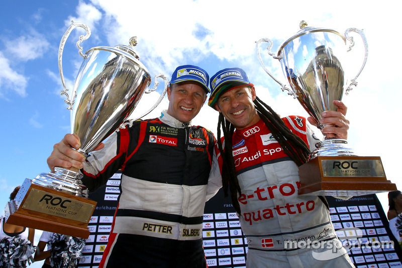 Los ganadores Tom Kristensen y Petter Solberg