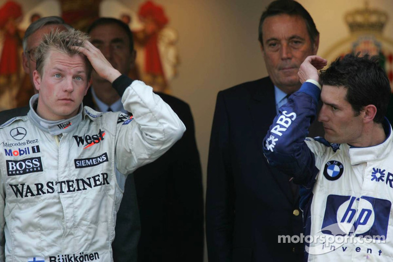 Podium: race winner Kimi Raikkonen with Mark Webber