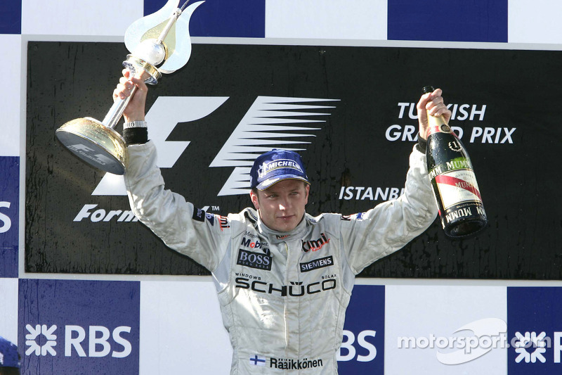 Podium: race winner Kimi Raikkonen