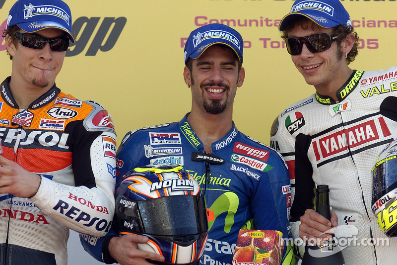 2005: 1. Marco Melandri, 2. Nicky Hayden, 3. Valentino Rossi