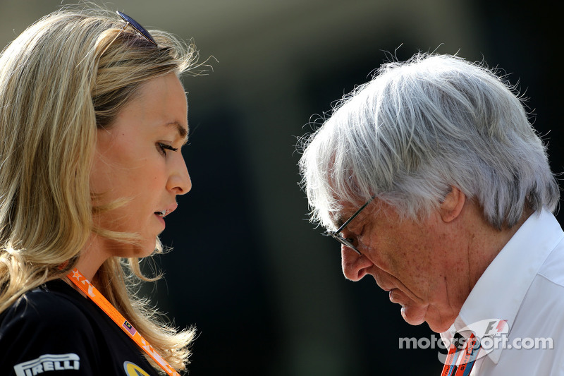 Carmen Jorda, Lotus F1 Team Development Driver and Bernie Ecclestone,