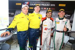 Polesitter Stéphane Ortelli, Belgian Audi Club Team WRT, second place Maxime Martin, Dirk Müller, BMW Sports Trophy Team Brasil, third place Maximilian Buhk, Team HTP