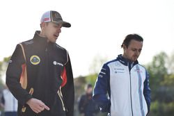 Pastor Maldonado, Lotus F1 Team with Felipe Massa, Williams