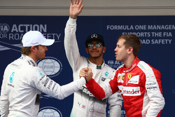 Nico Rosberg, Mercedes F1, Lewis Hamilton, Mercedes F1 et Sebastian Vettel, Ferrari