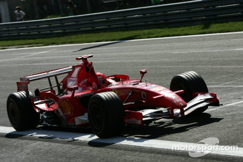 Race winner Michael Schumacher celebrates