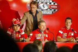 Conferencia: Felipe Massa, Jean Todt, Luca di Montezemolo y Michael Schumacher