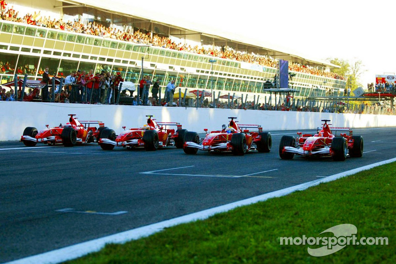 Marc Gene, Luca Badoer, Felipe Massa et Michael Schumacher