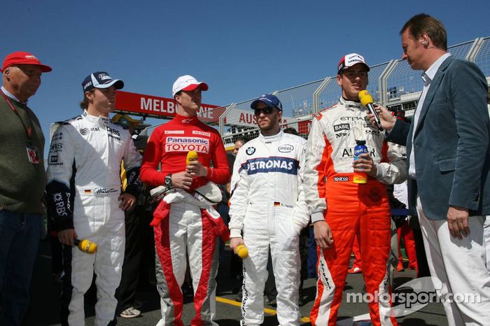 RTL - Niki Lauda, Nico Rosberg, WilliamsF1 Team, Ralf Schumacher, Toyota Racing, Nick Heidfeld, BMW 