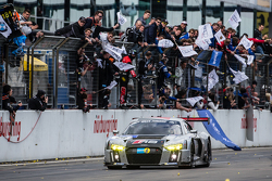 Race winner #28 Audi Sport Team WRT Audi R8 LMS: Christopher Mies, Edward Sandström, Nico Müller, Laurens Vanthoor celebrates