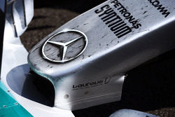 Le nez de Nico Rosberg, Mercedes AMG F1 dans le Parc Fermé