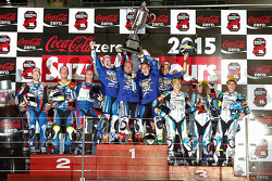Podio: Katsuyuki Nakasuga, Pol Espargaro, Bradley Smith, secondo posto Josh Hook, Dominique Aegerter