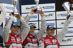 Overall podium: third place #7 Audi Sport Team Joest Audi R18 e-tron quattro: Marcel Fässler, Andre Lotterer, Benoit Tréluyer