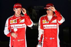 Kimi Raikkonen, Ferrari with Sebastian Vettel, Ferrari 