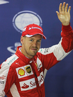 Le poleman Sebastian Vettel, Ferrari