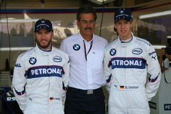 Sebastian Vettel, Test Driver, BMW Sauber F1 Team with Dr. Mario Theissen, BMW Sauber F1 Team, BMW Motorsport Director and Nick Heidfeld, BMW Sauber F1 Team at a BMW phot call