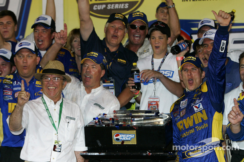 Victory lane: race winner Jamie McMurray celebrates