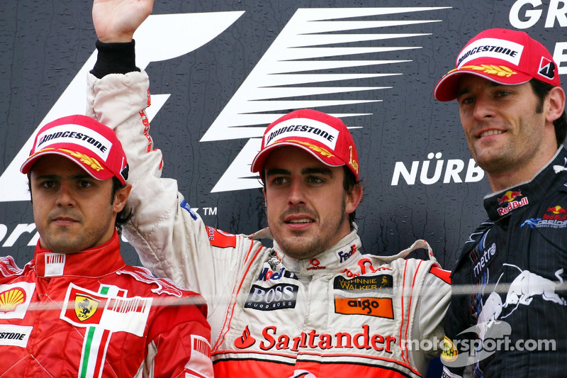 2007: 1. Fernando Alonso, 2. Felipe Massa, 3. Mark Webber