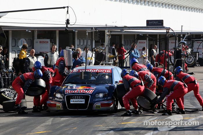 Pit stop for Mattias EkstrÃ¶m, Audi Sport Team Abt Sportsline, Audi A4 DTM