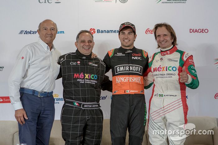 Jo Ramírez, Héctor Rebaque, Sergio Pérez Sahara Force India y Emerson Fittipaldi