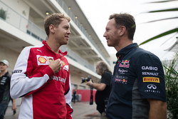 Себастьян Феттель, Ferrari и Кристиан Хорнер, руководитель Red Bull Racing