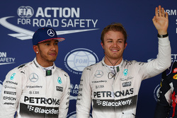 Polezitter Nico Rosberg, Mercedes AMG F1, tweede Lewis Hamilton, Mercedes AMG F1
