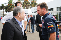 Jean Todt, FIA President met Christian Horner, Red Bull Racing teambaas