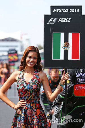 Grid girl for Sergio Perez, Sahara Force India F1